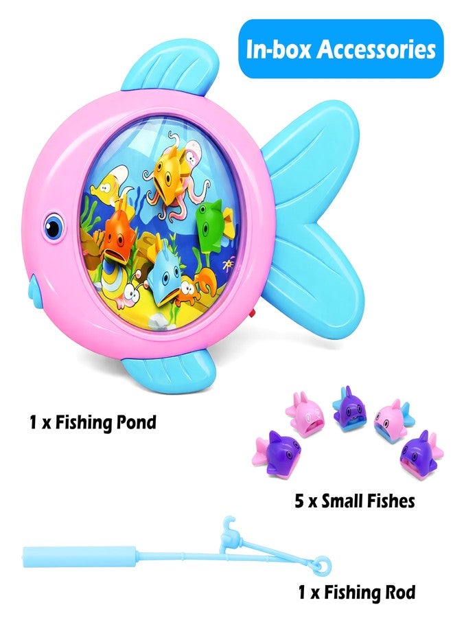 في جراسب لعبة صيد الأسماك المغناطيسية على شكل سمكة من VGRASSP للأطفال، مع صنارة صيد و5 أسماك ملونة - هدية تعليمية داخلية وخارجية للأطفال الصغار مع أضواء وموسيقى - اللون حسب المتوفر - Image 3